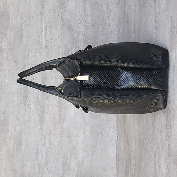 MICHAEL KORS ROLLINS SATCHEL BLACK SNAKESKIN EMBOSSED LEATHER - Picture 2 of 16